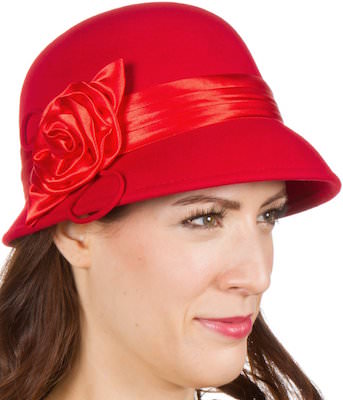 Wool Red Cloche Bucket Hat