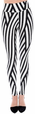 High Waist Black And White Lines Leggings