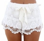 Women's White Shorts With Lace
