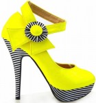 Yellow Pump with Black and White Stripes