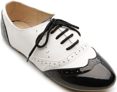 Lace up Black And White Women's Oxford Shoes