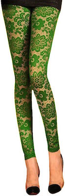 women's Green Floral Lace Leggings