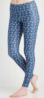 Blue Leggings With Anchors