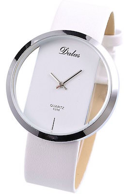 Elegant White Women's Watch With Transparent Face