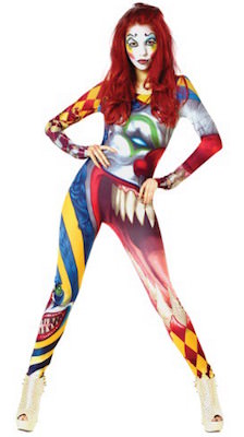 Women's Freaky Clown Bodysuit Costume