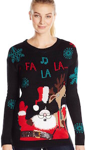 Reindeer And Santa Singing Women's Ugly Christmas Sweater