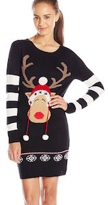 Black Reindeer Christmas Sweater Dress