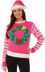 Light Up Christmas Wreath Sweater