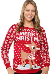 Women's Merry Christmas Rudolph Christmas Sweater