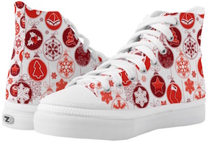 Red Christmas Ornament High Top Shoes