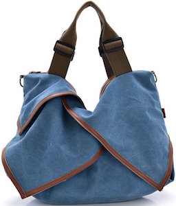 Blue Canvas Shoulder Handbag