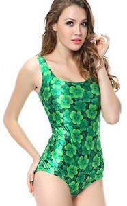Green Clover One Piece Bathing Suit