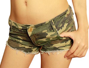 Women’s Low Waist Denim Camouflage Shorts