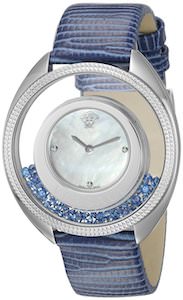 Women’s Blue Versace Watch With Floating Pearls