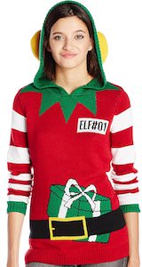 Women’s Elf#1 Christmas Sweater With Hood