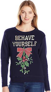 Women's Mistletoe Behave Yourself Christmas Sweater