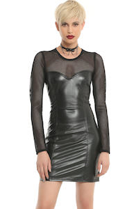 Faux Leather And Fishnet Dress