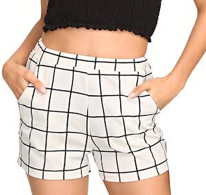 White Shorts With Squares