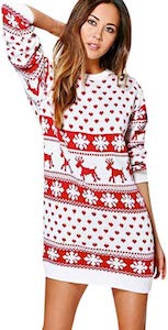 White And Red Christmas Sweater Dress