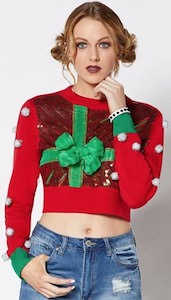 Holiday Crop Top Christmas Sweater