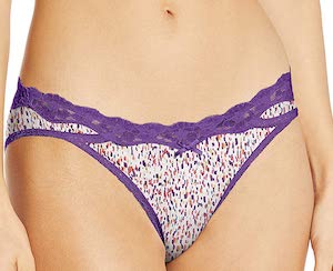 Women's Purple Lace And Linear Dot Print Panties