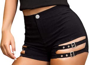 Black Women's Shorts with Side Straps
