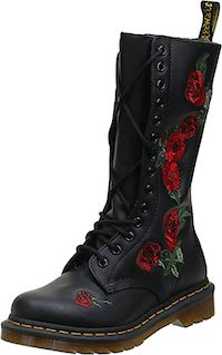 Black Boots with Red Roses
